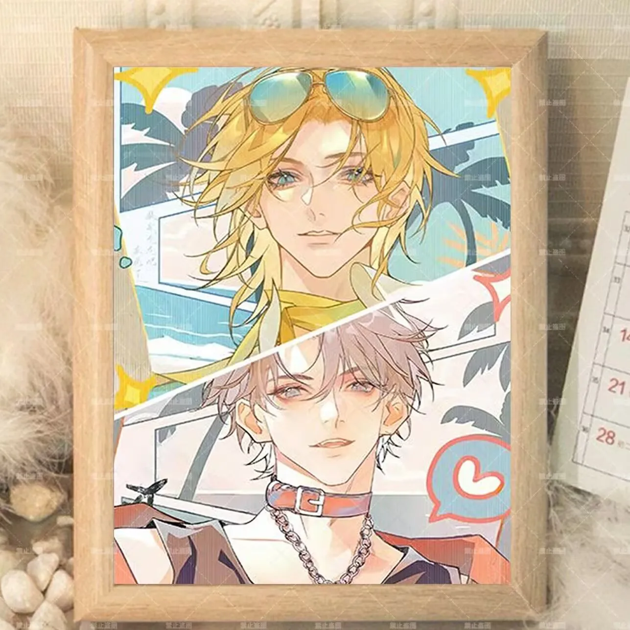 「マーメイドフォールズ」「ランボ、バイチュニアン」yaoi周辺フォトフレーム、パーソナライズされた、トレンディなシンプルな寮のベッドサイドテーブルの装飾