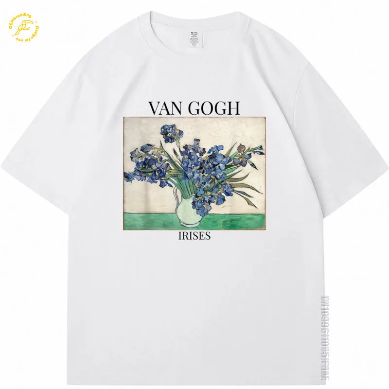 

Van Gogh Irises Impressionist Art Painting Vincent Oversized T-Shirt Korean Popular Clothes Men Fashion Vintage T Shirt Cotton