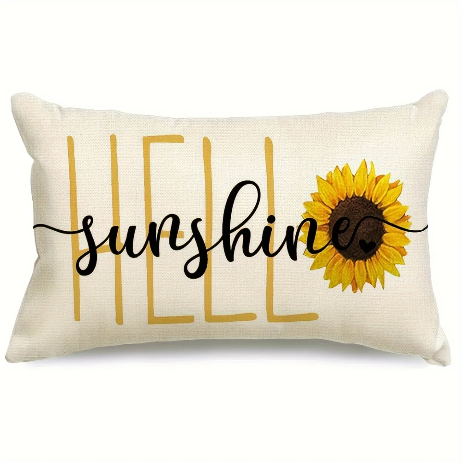 1pc Hello Sunshine Sunflower Lumbar Pillow Cover,Suitable for Sofa,Bedroom,Living Room,Balcony,Healing Gift for Sunshine Lovers.
