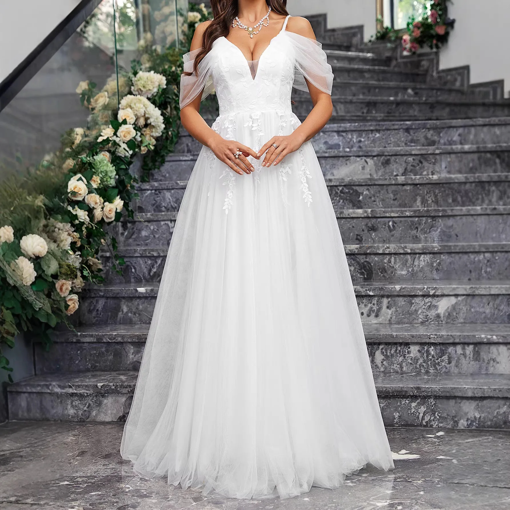 

Sexy Lace Wedding Dress with Sashes for Bride Spring Summer Bridal Gowns