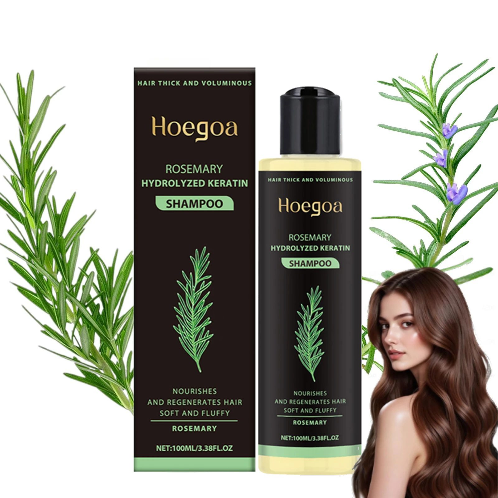 

100ml Rosemary Natural Extract Shampoo for Women Man Volumizing Thickening Strengthening Oil Control Nourishes Repairs Hair Oil
