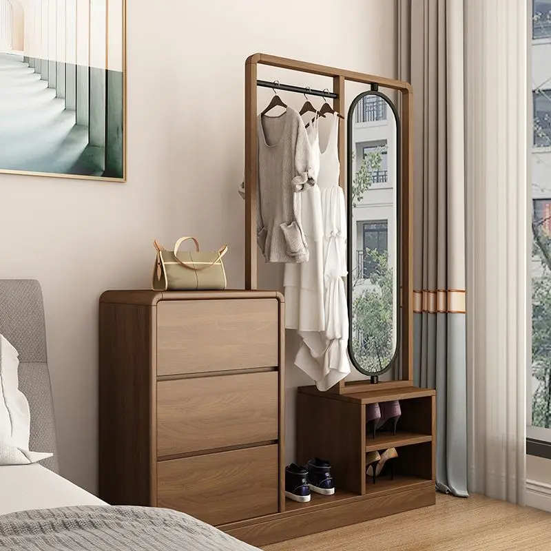 

Вешалка для сундука из цельного дерева, встроенный шкафчик для спальни, простой шкаф для хранения большой емкости, новая модель