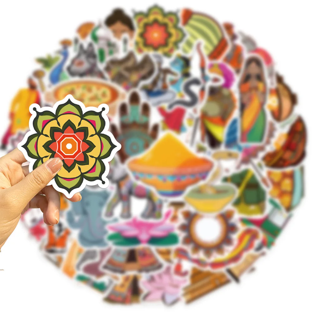 50pcs Vintage India Style Sticker For Stationery Scrapbook Phone Laptop Ipad Suitcase DIY Stickers Pack Scrapbooking Supplies