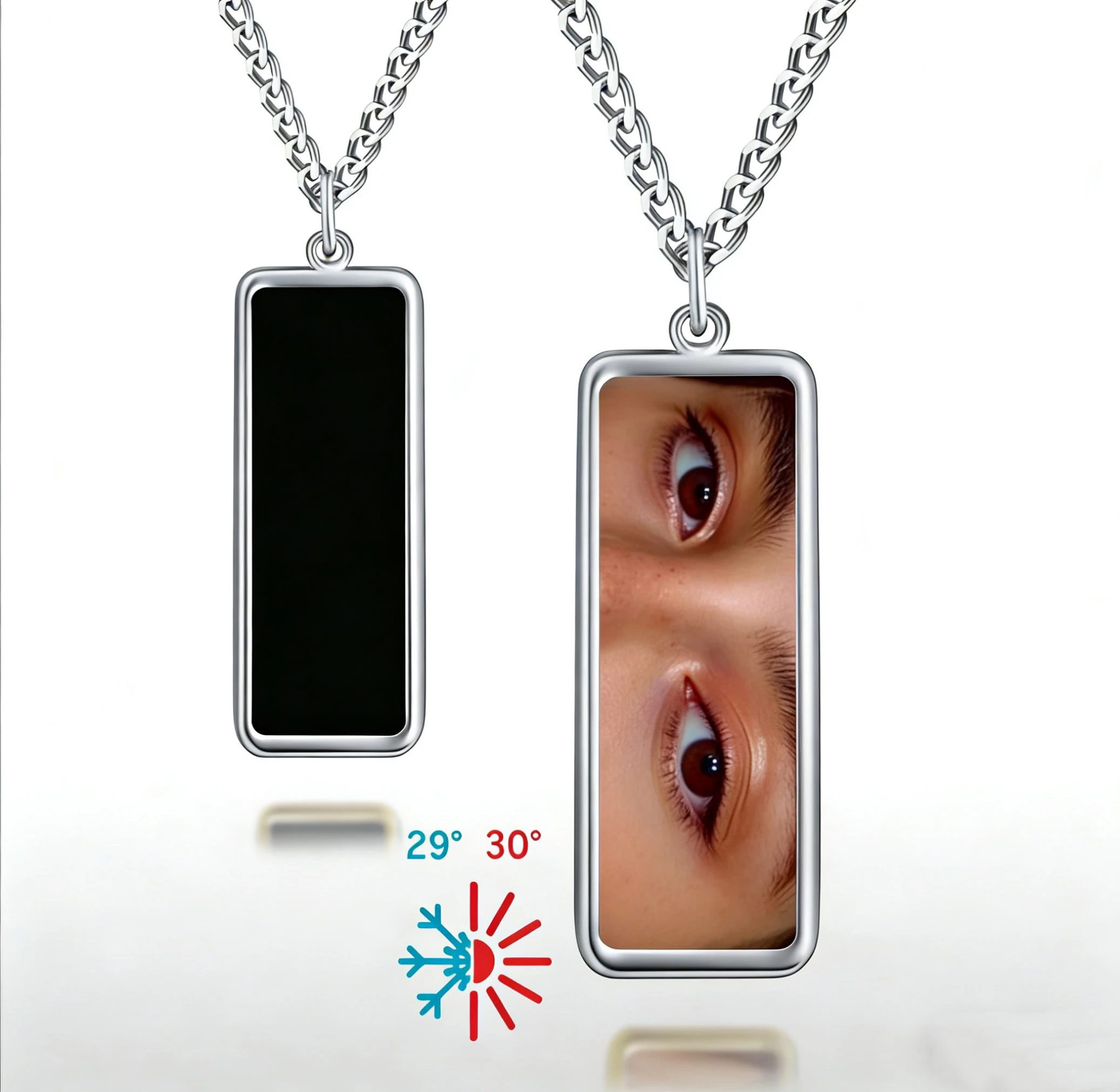

New Custom Heat photo Magic Rectangular Necklace with Hidden Picture Heat Activated Magic Necklace Mother's day, Christmas gifts