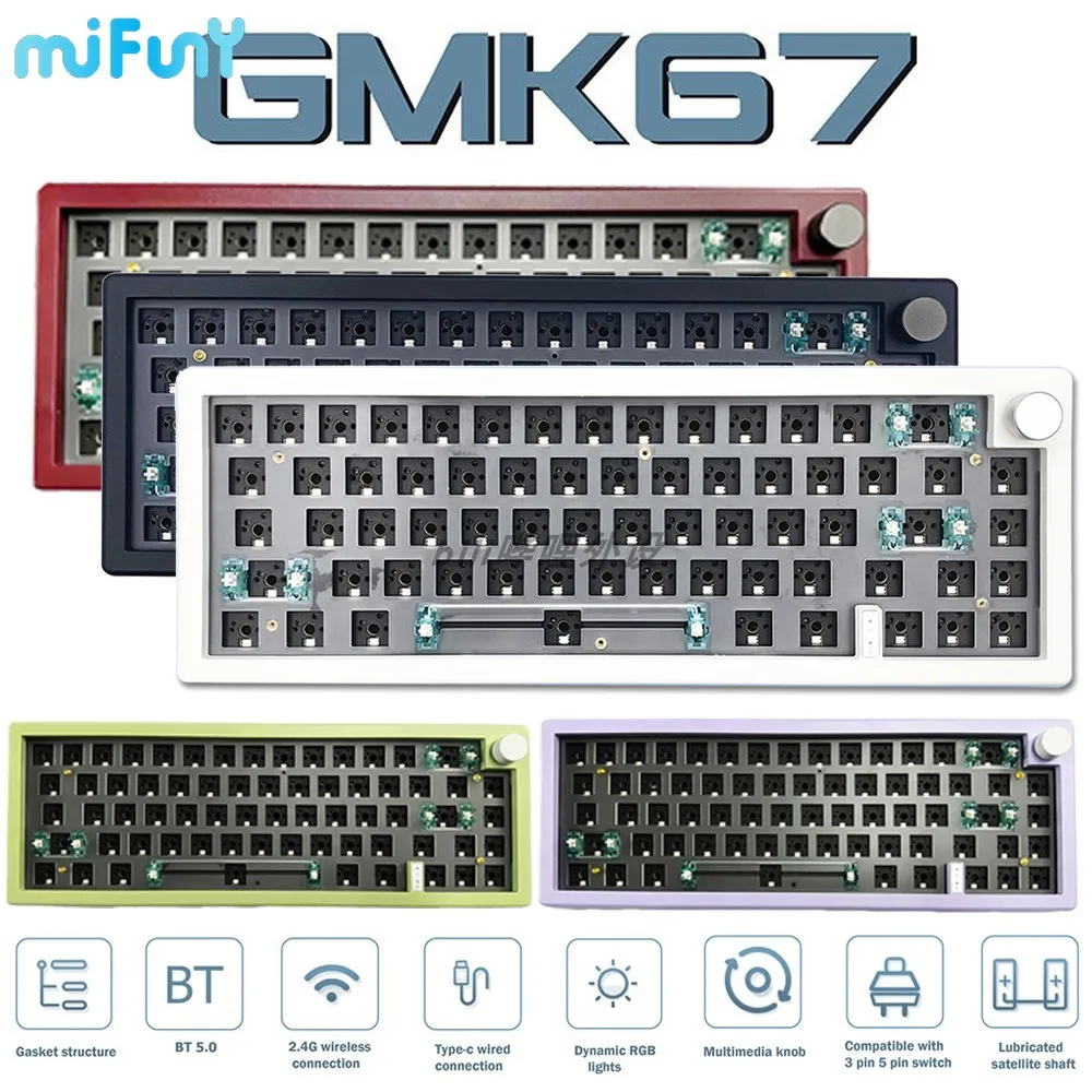 

MiFuny GMK67 Mechanical Keyboard Kit Bluetooth 67 Keys Wireless 2.4G Tri Mode Hotswap RGB Backlit Gaming Office Work Keyboards