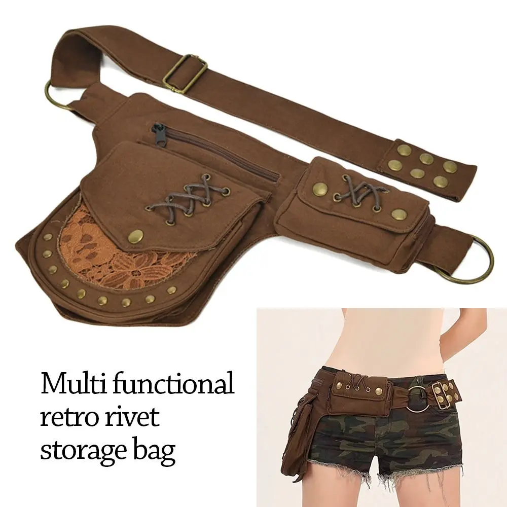 أزياء القطن حزام الخصر حزم حزام قابل للتعديل متعددة الوظائف الهاتف الحقيبة السفر خمر حقيبة كروسبودي في الهواء الطلق