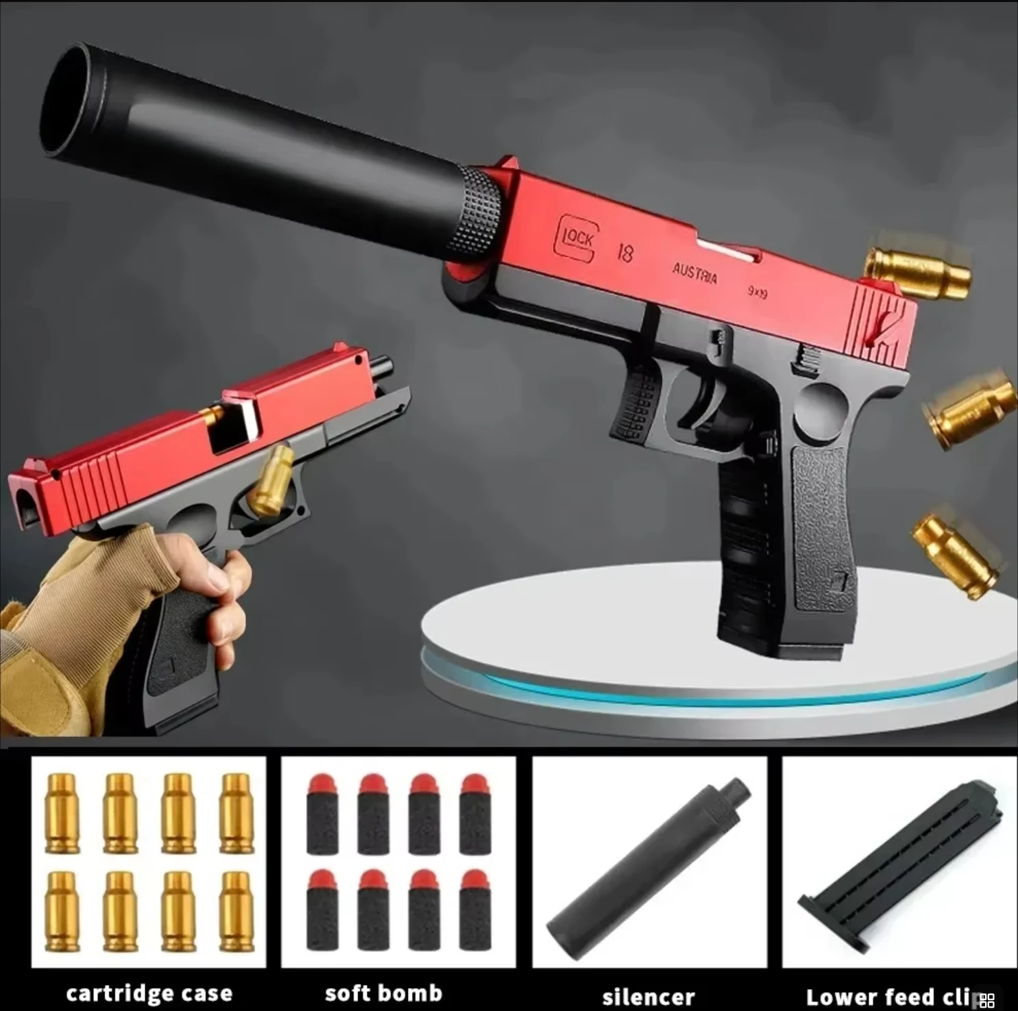 6세 이상 어린이용 소프트 총알 장난감 총, 야외 전투 무기, 소음기 포함, 폼 발사 장난감 총, 남아 여아용