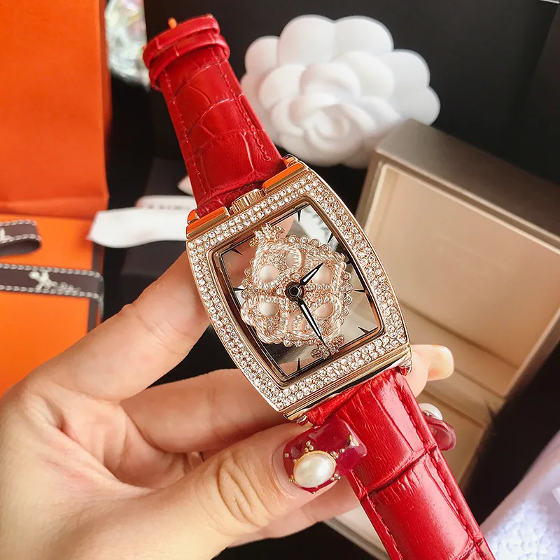 ساعة جديدة بهيكل عظمي على شكل تونيو مع قرص دوار شفاف، طراز أنيق للنساء، مثالية كهدية.