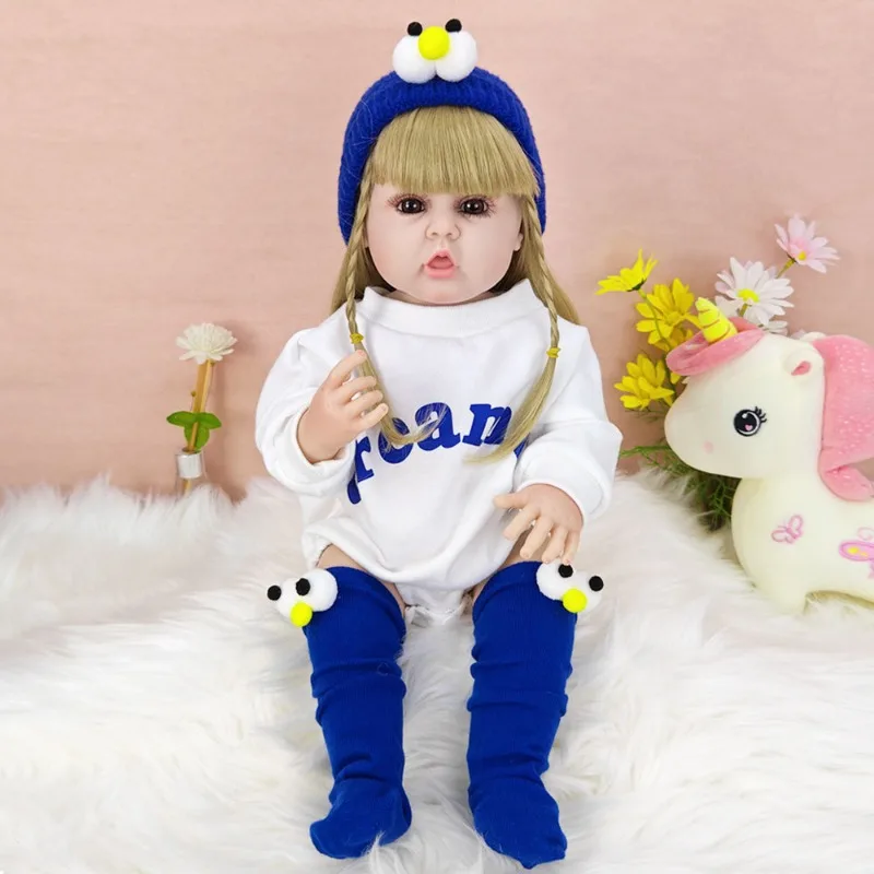 55 سنتيمتر 22 بوصة مقلد الطفل لينة الفينيل DIY بها بنفسك فستان تولد من جديد دمية يرافق الأطفال فتاة تغيير الدمى هدايا عيد ميلاد الأطفال