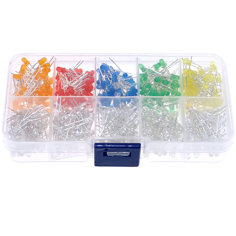 500pcs 3mm LED Diode Assorted kit mixed color Red Green Yellow Blue White Orange