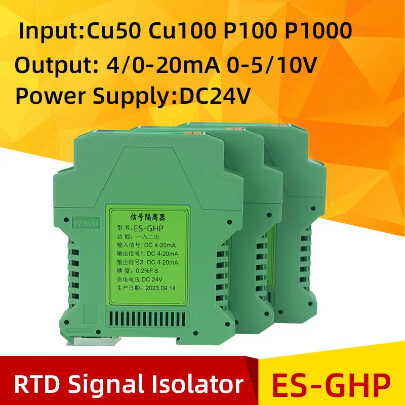 RTD Signal Isolator Cu50 Cu100 Pt1000 Thermal Resistance Temperature Signal Converter 4-20mA 0-5V Transmitter