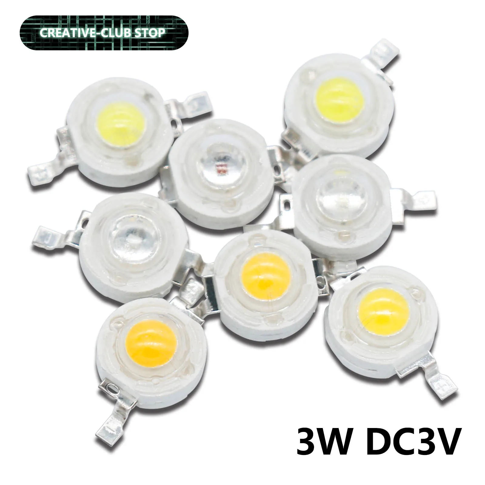 100pcs 3W LED Light-Emitting COB Diode LED Chip White Warm Natural Cold Red Green Blue Yellow For SpotLight Downlight Lamp Bulbs