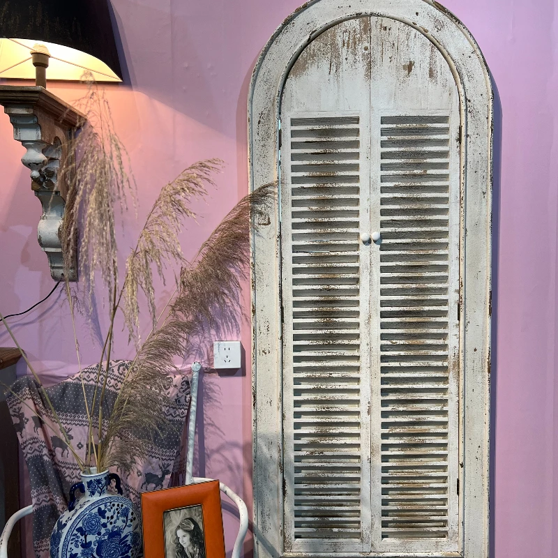 Solid wood shutters full-body mirror full-length mirror home clothing store outdoor hanging mirror