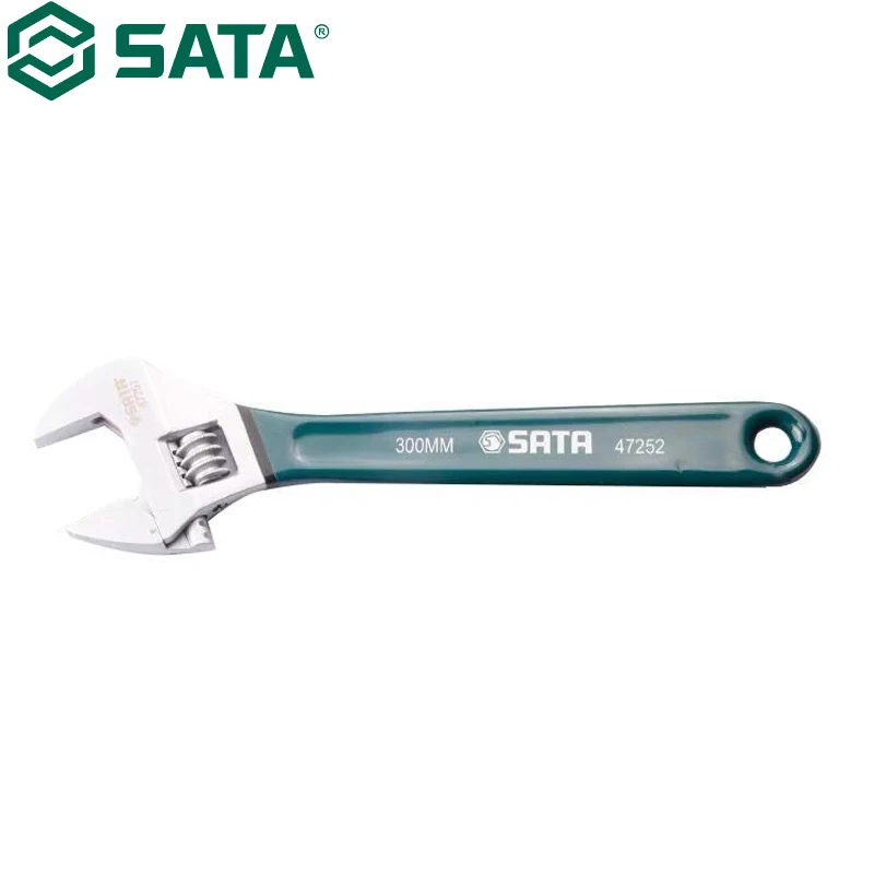 SATA 47252 Dip Plastic European Style Adjustable Wrench 12 Inch High Hardness Sharp Blade Cut Flat Wear Resistant Durable