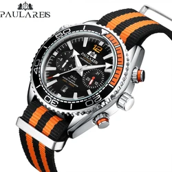 PAULAREIS P Brand Automatic Mechanical Watch for Men Canvas Nylon Strap Waterproof Luminous Multifunction Date Week Watches Male