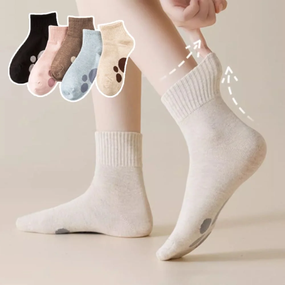 

5Pairs Comfortable Funny Bear Claw Cotton Socks Sweet Breathable Cartoon Mid-calf Socks Autumn Hosiery Tube Socks Women Sports