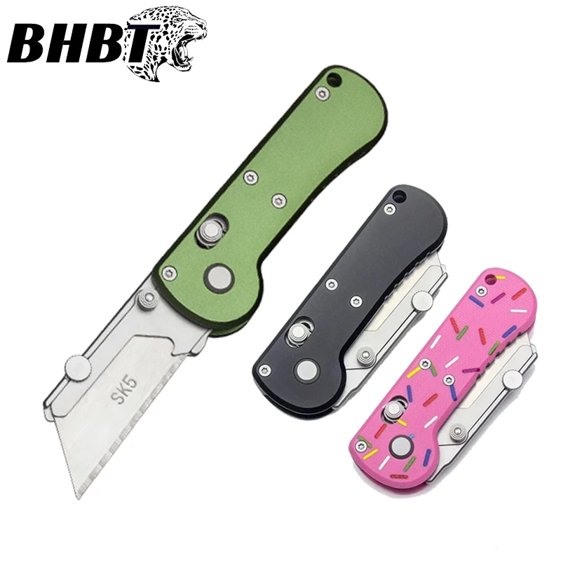 

BHBT Mini Folding Utility Knife Box Cutter Aluminum Alloy EDC Pocket Knife with with 5PCS Blades