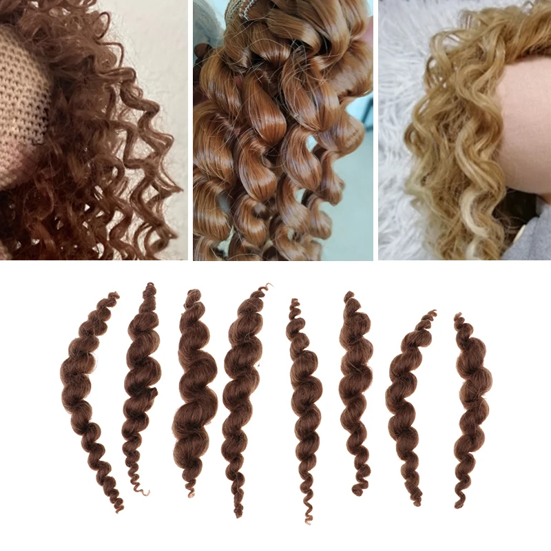 

8 Stripes Pure Mohair Curly Hair Wig for Reborn Baby Newborn Doll Dark Brown