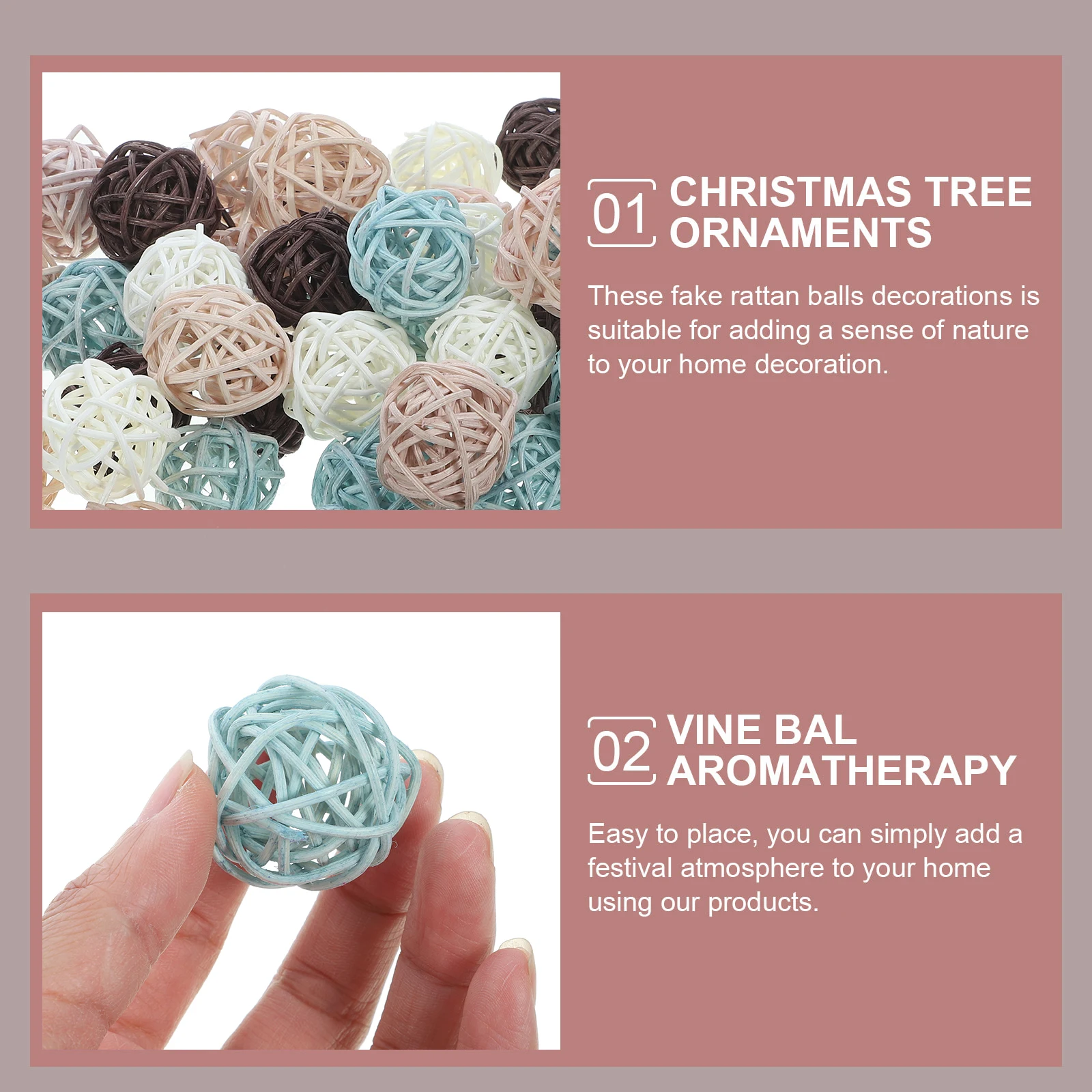 

72 Pcs Rattan Balls Vase Fillers Decorative Christmas Crafts DIY Takraw Bowls Centerpiece Home Accessories