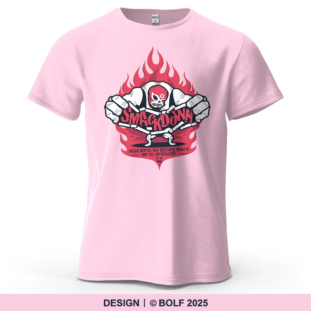 Smackdown Sports Events Bedrucktes Herren-T-Shirt aus 100 % Baumwolle, übergroß, GYM-Grafik, lässige Ausflüge, T-Shirts für Damen, Top, Streetwear
