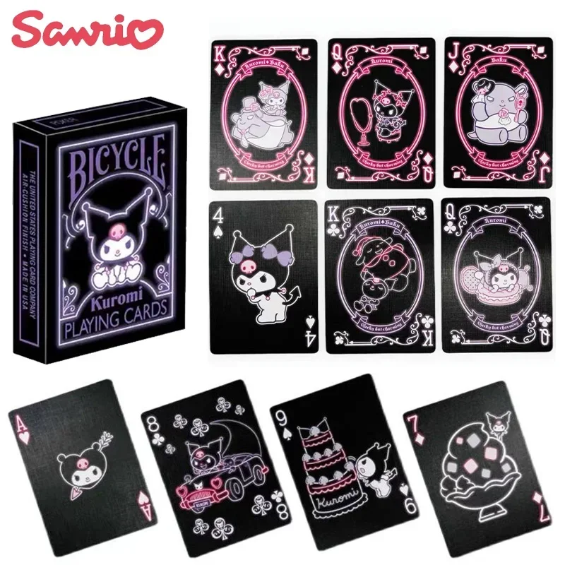 Kawaii Kuromi Playing Cards Anime Figure Kawaii Collection Poker Cute HD Print Playing Card Kids Toys Puzzle Props Girls Gifts