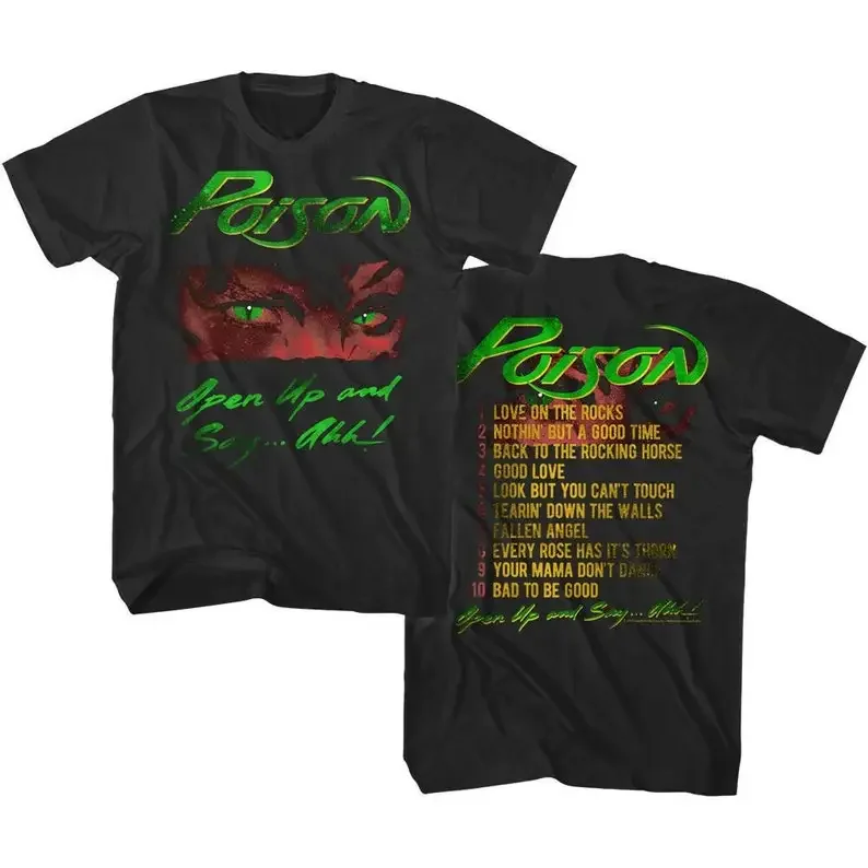 Camiseta venenosa abierta y dice Ahh álbum lista de seguimiento camisetas de banda de Metal