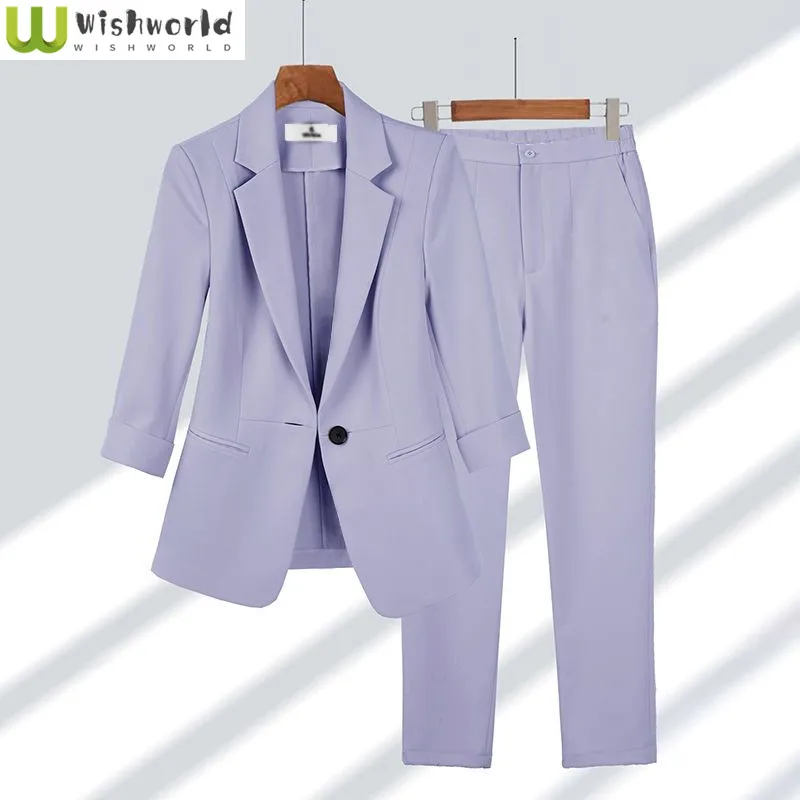 

Professional Suit Women's Spring/Summer 2023 New Simple Solid Color Advanced Temperament Slim Fit Suit Two Piece Set