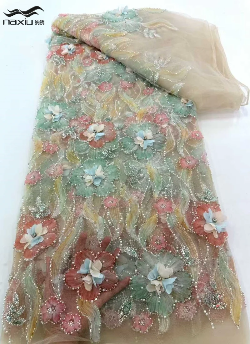 

Madison Luxury 3D Beaded Lace Fabric Africa Lace 2026 Nigerian Lace Fabric for Sewing Wedding Dress