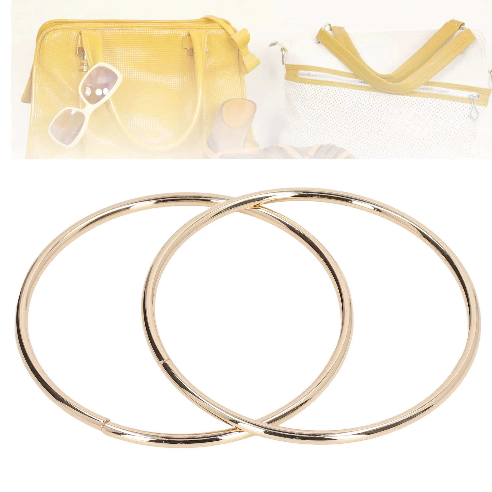 2PCS Handbag Handles DIY Accessories Fine Workmanship Round Shape High Hardness Bag Handles Round Bag Handles Bag Metal Handles