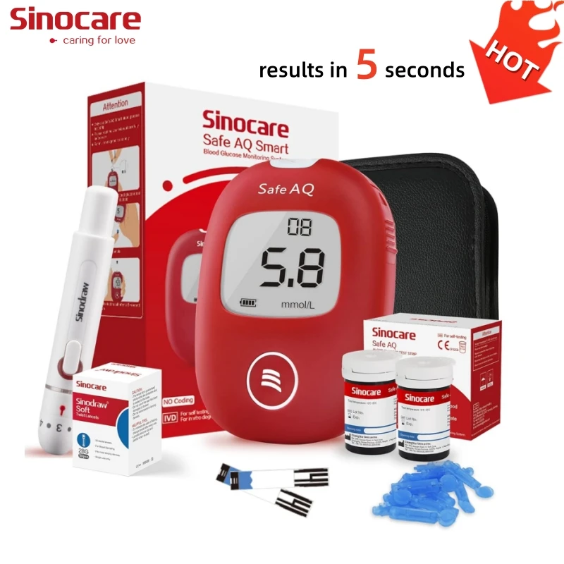 Safe AQ Smart Blutzuckermessgerät oder Nur Teststreifen und Lanzetten Diabetes Blutzuckermessgerät Glukometer 0,6μL Probe 5 Sekunden