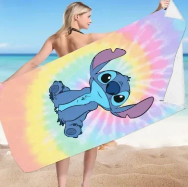 

Disney Stitch Cartoon Bath Towel Lilo & Stitch Anime Figures Cute Beach Towel Summer Swim Bath Towel Bathroom Supplies 75x150CM