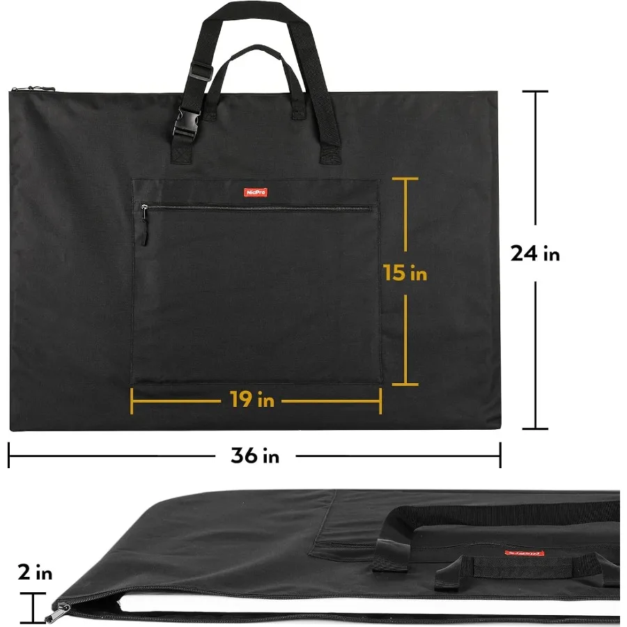 Lightweight Art Portfolio Bag 24 x 36 Inches Waterproof Case with Adjustable Shoulder Strap and Handle Carry for Protecting Art