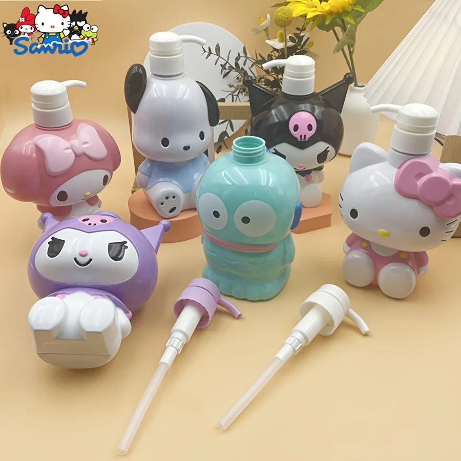 Sanrio Cartoon Hello Kitty duża pojemność Cinnamoroll butelka z pompką do balsamu Kawaii akcesoria łazienkowe szampon do mycia ciała dozownik