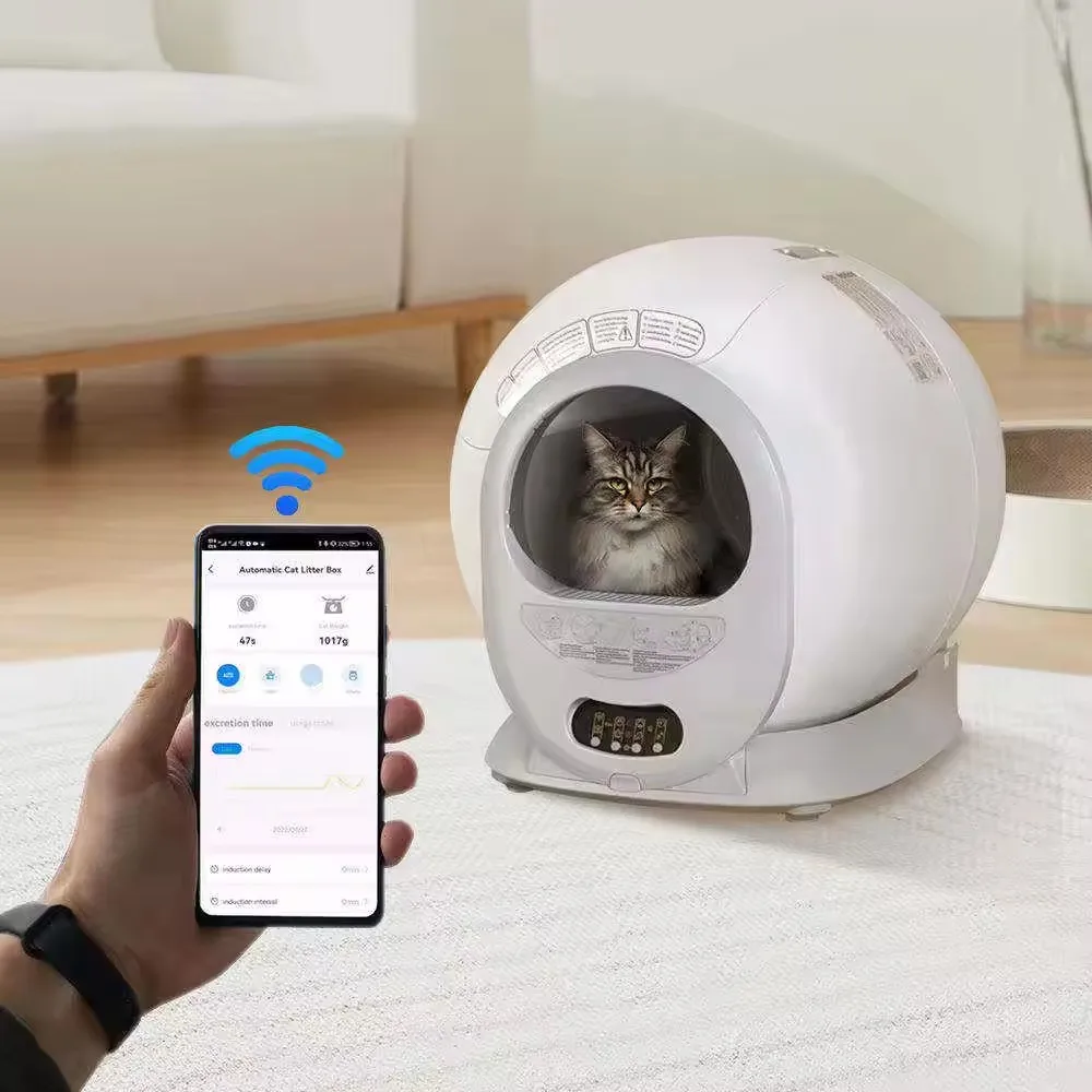2024 App Control Cat Box Automatic Toilet Self Cleaning Cats Sandbox Smart Cat Box Closed With Weight