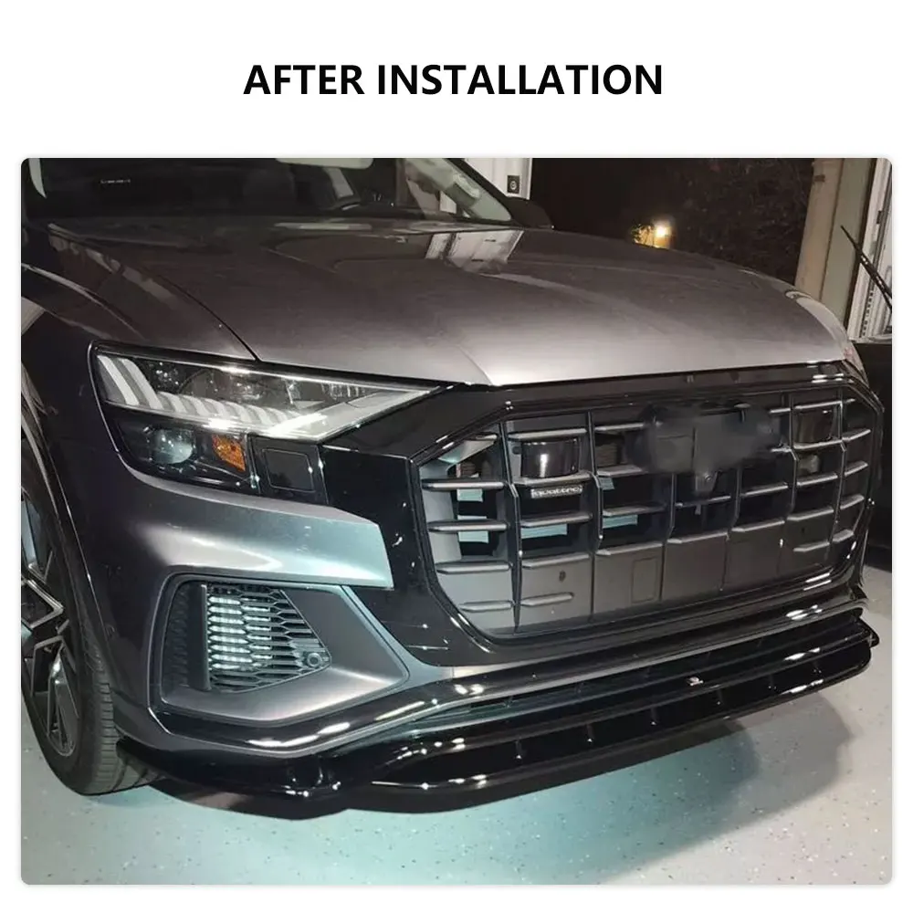 Car Front Bumper Lip for Audi Q8 S line Sport Version 2019-2023 Car Front Bumper Spoiler Lip Splitter Lip ABS Glossy Black 4PCS