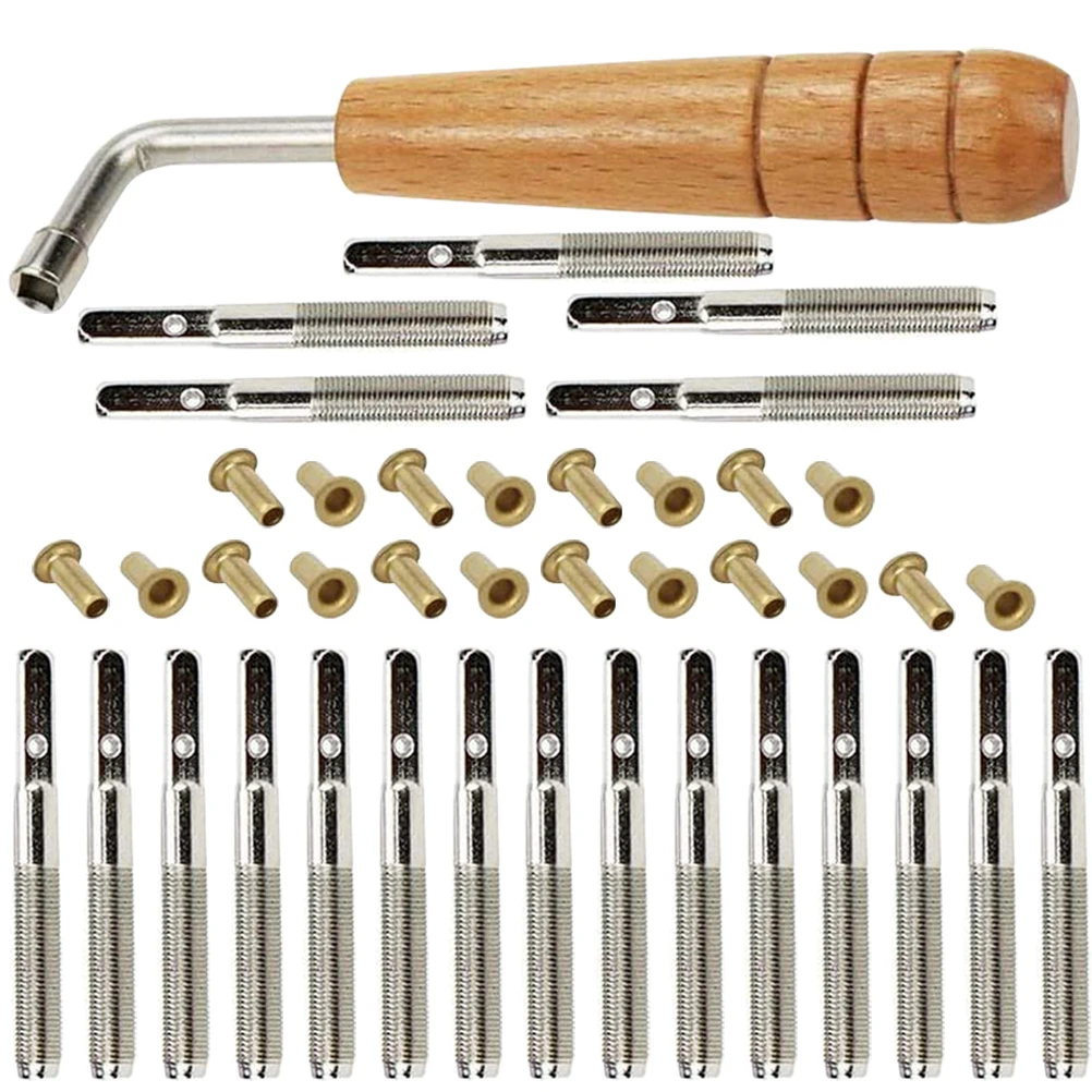 

1 set Lyre Harp Tuning Pegs Metal Wooden String Fixing Pins Replacement Set Smooth Polished Slack Adjuster Tools for Musical