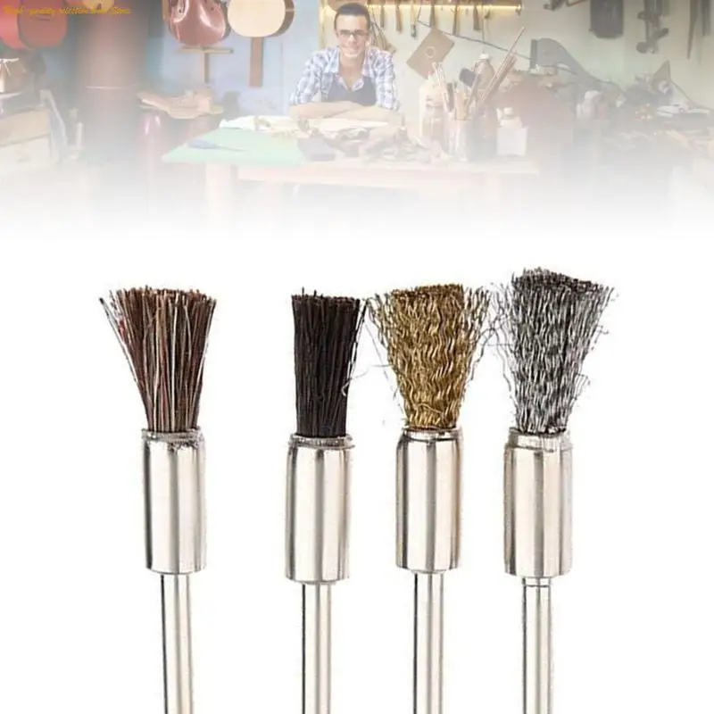 203F 4Pcs Steel Wire Brushes Polishing Wheel Brush Tools Mini Brushed Burr Welding Metal Surfaces Pretreatment Grinding 100mm