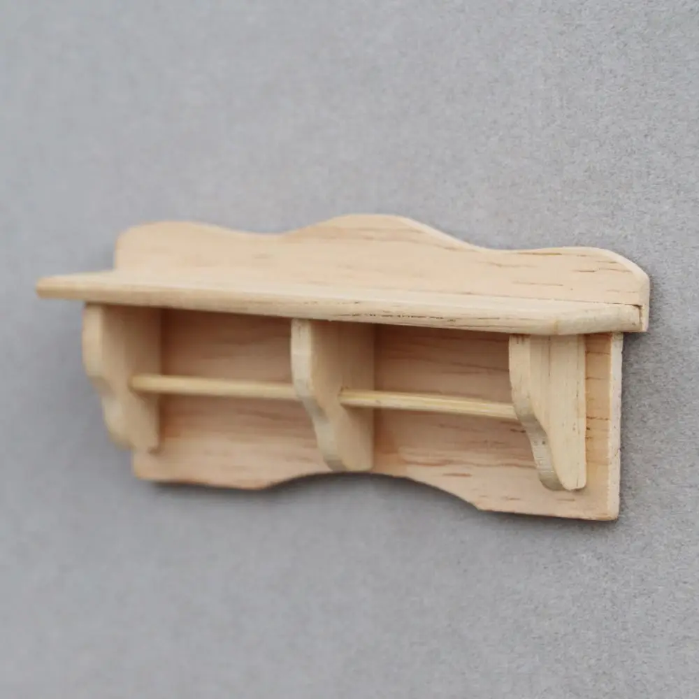 Wooden Dollhouse Storage Rack Miniature Doll Furniture 1:12 Miniature Wooden Wall Cabinet Storage Rack Hanging Shelf