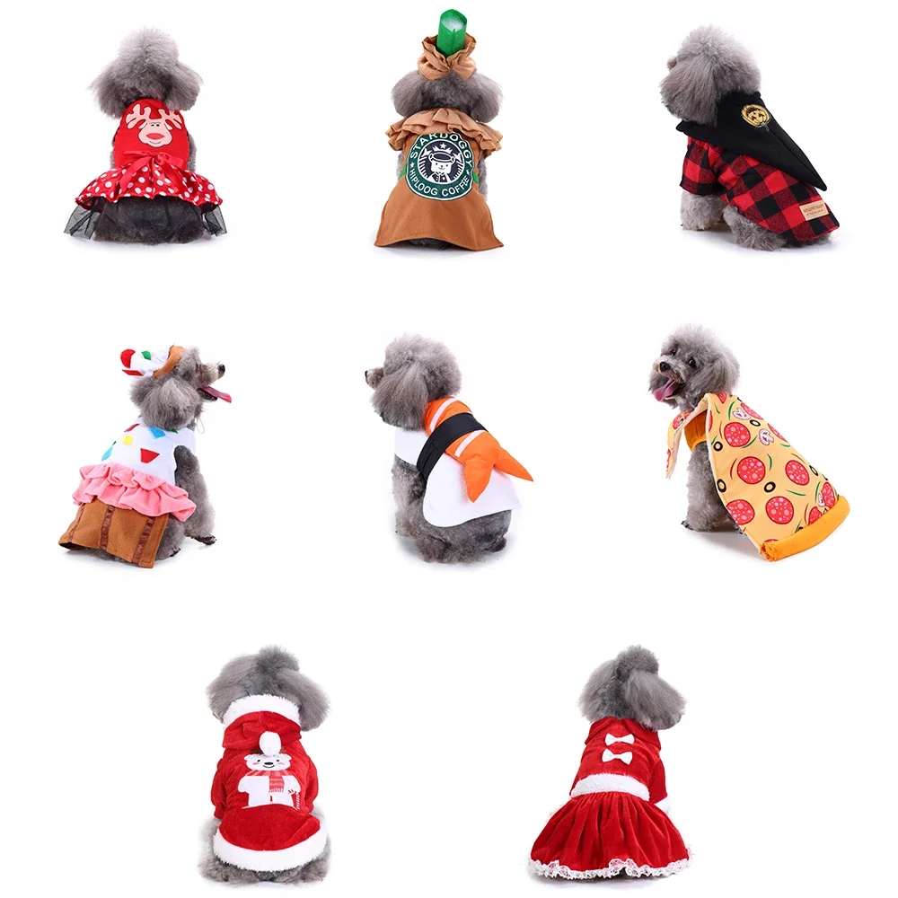 Christmas Funny Dog Halloween Elk Skirt Costume Pet Dog Fancy Dress Cosplay Waiter for Christmas Festival Party Pet Dog Coat