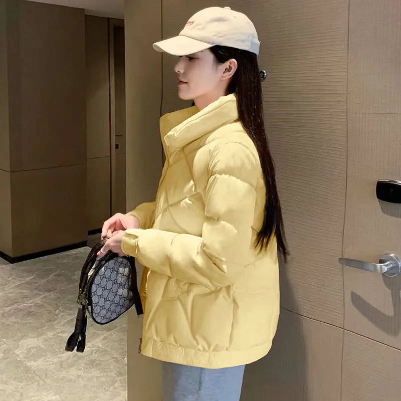 

Зимняя куртка женская с воротником-стойкой, хлопковое теплое пальто, корейское свободное женское утепленное короткое пальто, однотонные повседневные студенческие куртки женские