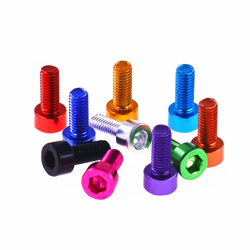 Tornillo de aluminio DIN912, M3, M4, M5, M6, anodizado, de colores, cabeza hexagonal, tornillo de máquina, 10 Uds.