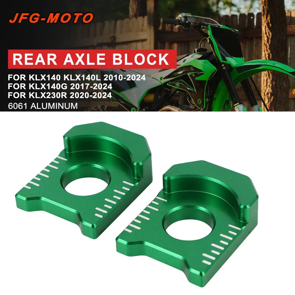 

Motorcycle Accessories CNC Rear Chain Adjuster Axle Block For KAWASAKI KLX 140 140L 2010-2024 KLX140G 2017-2024 KLX230R 2020-24