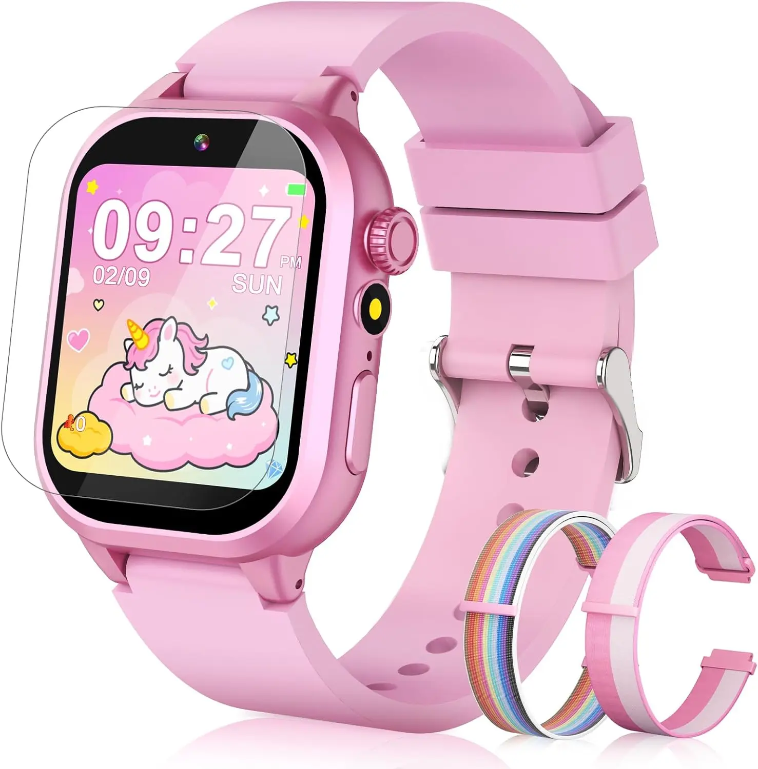 

Kids Smart Watch for Girls Ages 5-12, 40 Games, HD Touchscreen, Video Camera, Music, Pedometer, Educational Toy, Pink