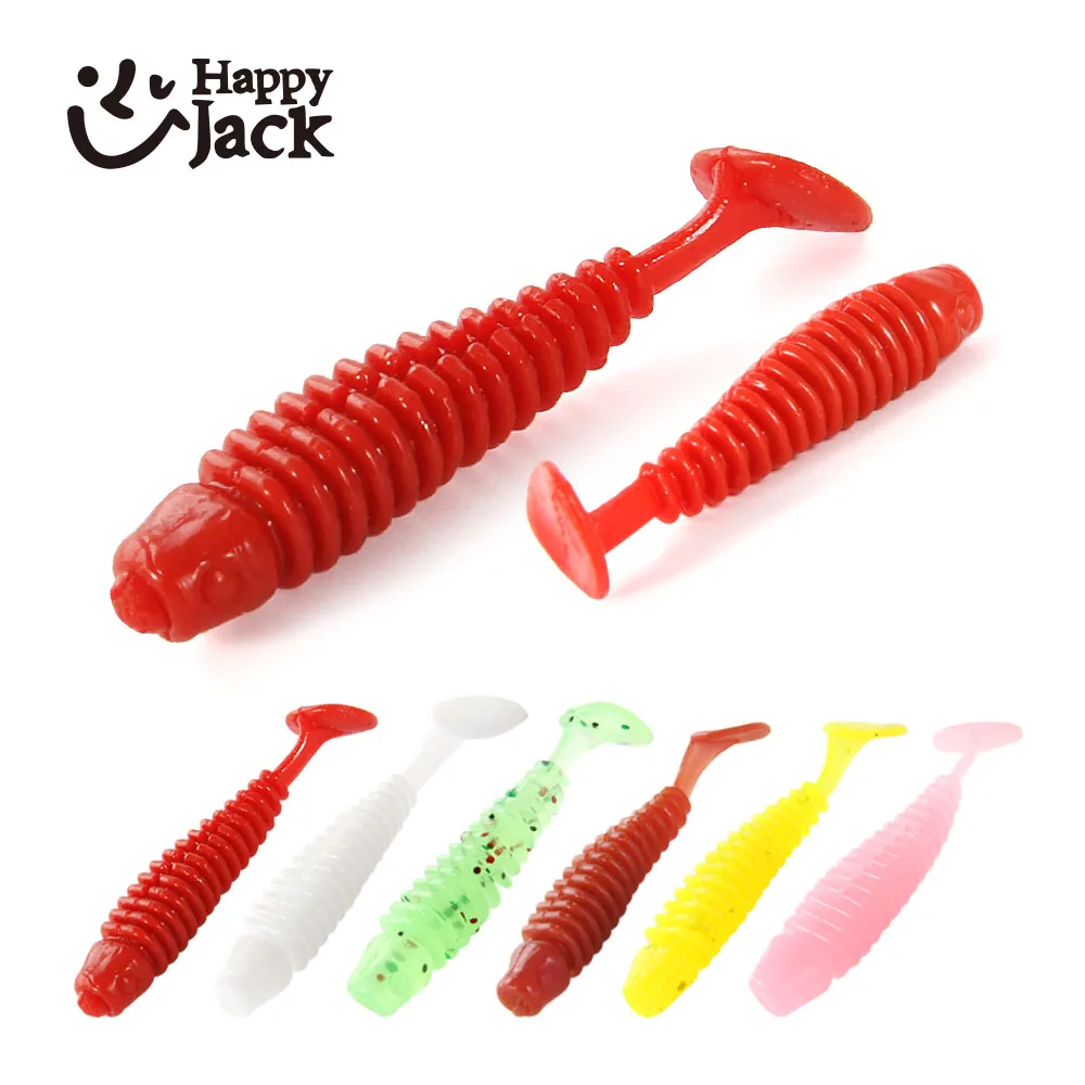 HappyJack-Soft Artificial Worm Lures, TPR Pesca, Cheiro de Peixe, Silicone, Isca Flexível, Swimbait, Larvas, Jigging Wobble