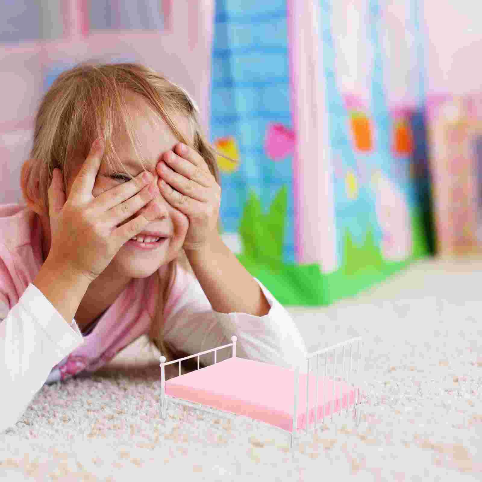 Poppenhuis Minibed Model Stapelbed Slaapkamermeubilair Woondecoratie voor poppen Kleine witte bedden