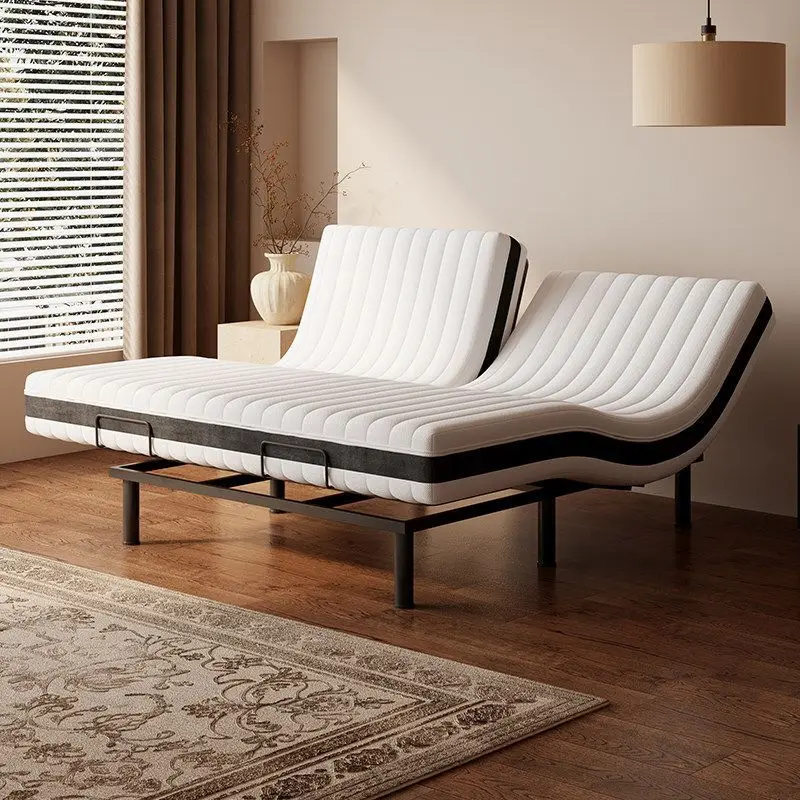 Simple modern folding bed black iron frame adjustable function multi-scene suitable for bedroom living room storage space saving