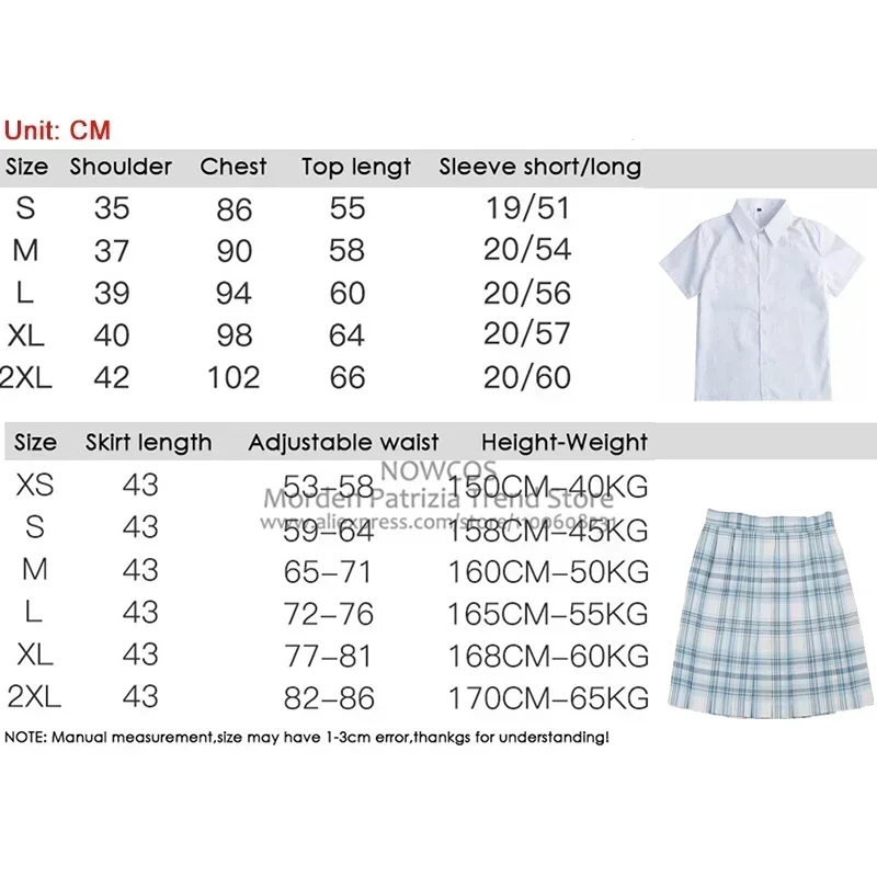 Japanese School Girls High Waist Pleated Skirts Blue Plaid Skirts Women Dress Long/Short Sleeve JK School Uniform skirt suit