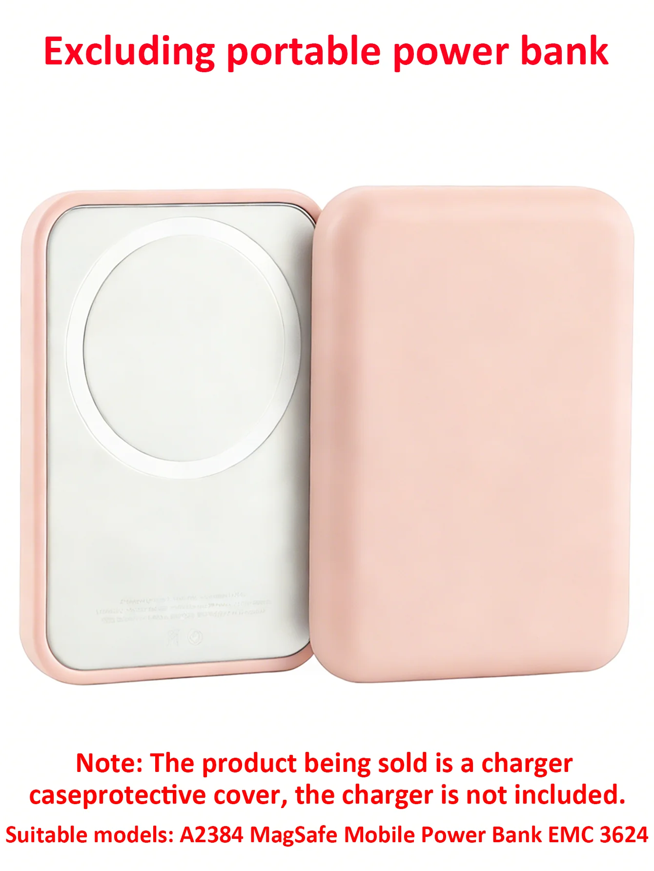 1 Rosa TPU-Ladehülle, Kompatibel mit Apples Original MagSafe Kabelloser Powerbank