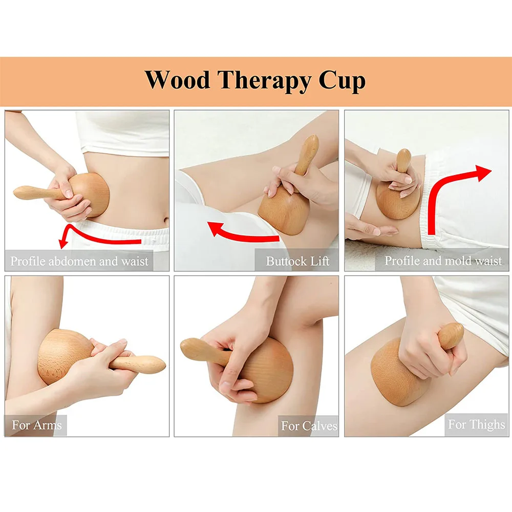 Handhleld Wood Swedish Cup Wooden Massager Wood Therapy Massage Tool for Lympahtic Drainage,Anti-Cellulite,Muscle Pain Relief