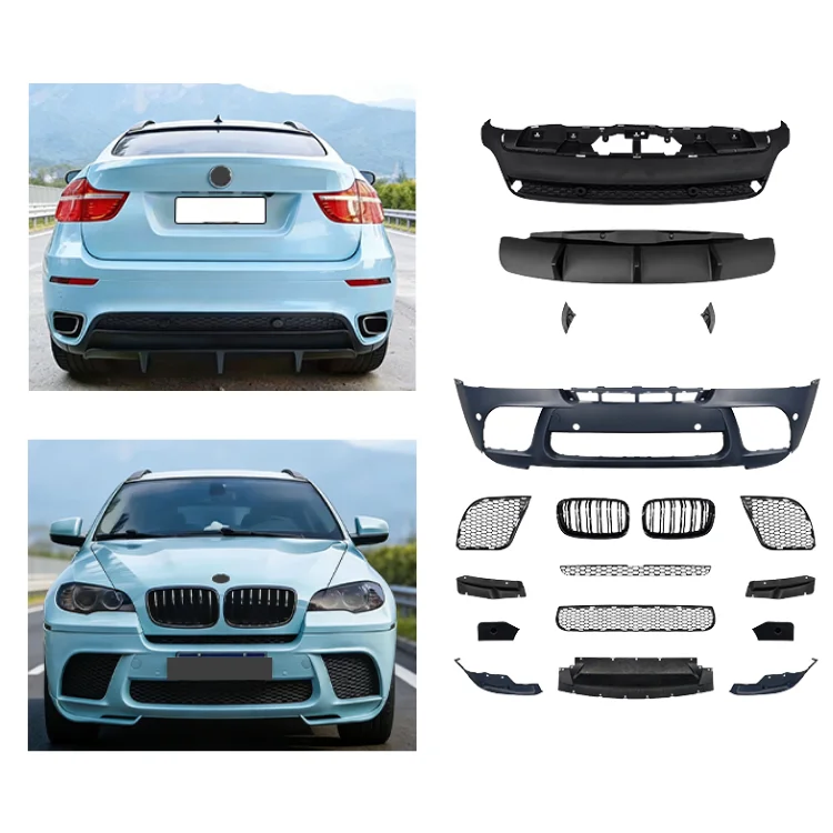 

Auto Car Parts Body Kit for BM-W X6 E71 2006-2013 Upgrade to F96 M Style Front Rear Bumpers Grating Anterior Lip Plug and Play